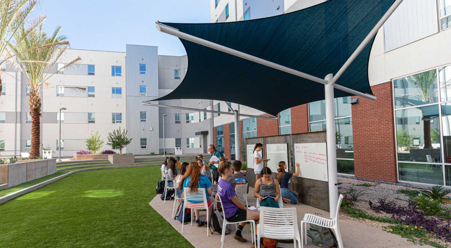 Students in outside courtyard