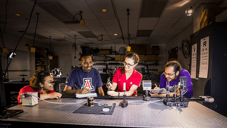 Students in a lab doing research